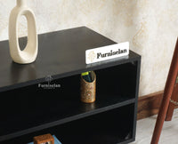 The Regal Solid Wood Rattan Two Door TV Cabinet Unit Furniselan Black Finish