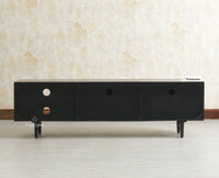 The Regal Solid Wood Rattan Two Door TV Cabinet Unit Furniselan Black Finish