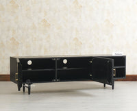 The Regal Solid Wood Rattan Two Door TV Cabinet Unit Furniselan Black Finish