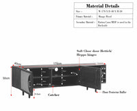 The Regal Solid Wood Rattan Two Door TV Cabinet Unit Furniselan Black Finish