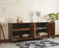 Tirupati Solid Wood Sideboard Cabinet Four Door Furniselan Teak Finish