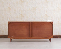 Tirupati Solid Wood Sideboard Cabinet Four Door Furniselan Brown Finish