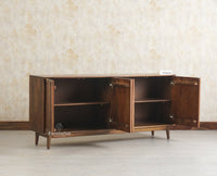 Tirupati Solid Wood Sideboard Cabinet Four Door Furniselan Teak Finish