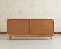 Tirupati Solid Wood Sideboard Cabinet Four Door Furniselan Natural Finish