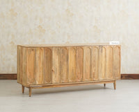 Tirupati Solid Wood Sideboard Cabinet Four Door Furniselan Natural Finish
