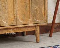 Tirupati Solid Wood Sideboard Cabinet Four Door Furniselan Natural Finish