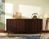 Tirupati Solid Wood Sideboard Cabinet Four Door Furniselan Grey Finish