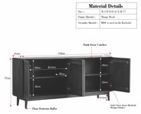 Tirupati Solid Wood Sideboard Cabinet Four Door Furniselan Grey Finish