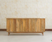 Tirupati Solid Wood Sideboard Cabinet Four Door Furniselan Natural Finish