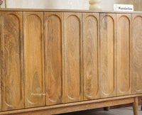 Tirupati Solid Wood Sideboard Cabinet Four Door Furniselan Natural Finish