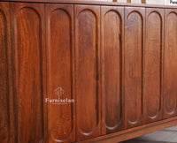 Tirupati Solid Wood Sideboard Cabinet Four Door Furniselan Brown Finish