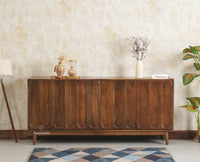 Tirupati Solid Wood Sideboard Cabinet Four Door Furniselan Teak Finish