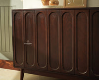 Tirupati Solid Wood Sideboard Cabinet Four Door Furniselan Grey Finish