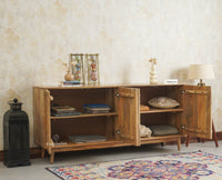 Tirupati Solid Wood Sideboard Cabinet Four Door Furniselan Natural Finish