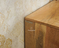 Tirupati Solid Wood Sideboard Cabinet Four Door Furniselan Natural Finish