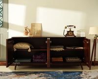 Tirupati Solid Wood Sideboard Cabinet Four Door Furniselan Grey Finish