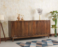 Tirupati Solid Wood Sideboard Cabinet Four Door Furniselan Teak Finish