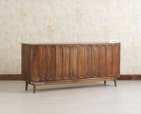 Tirupati Solid Wood Sideboard Cabinet Four Door Furniselan Teak Finish