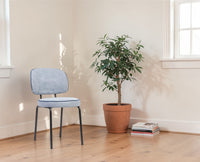 Cotton Relae Dining Chair with Metal – Modern Upholstered Dining Chair with Metal Legs Furniselan Dusty Blue