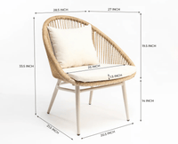 Udupi Palm Curve Chair with Giza Cotton cushion - Dining Chair - Furniselan - Natural