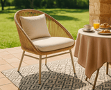 Udupi Palm Curve Chair with Giza Cotton cushion