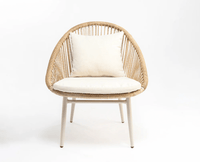 Udupi Palm Curve Chair with Giza Cotton cushion - Dining Chair - Furniselan - Natural