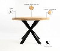 Valenza 4 Seater Dining Table Limewash