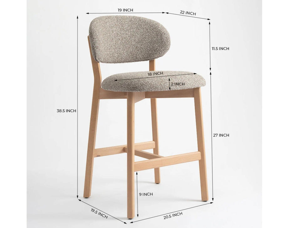 Vangaurd  Bar Chair – Modern Upholstered Dining Chair for Home & Café light khaki