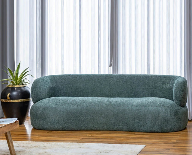 Velora Three Seater Sofa In Cotton Fabric - sofa - Furniselan - Green