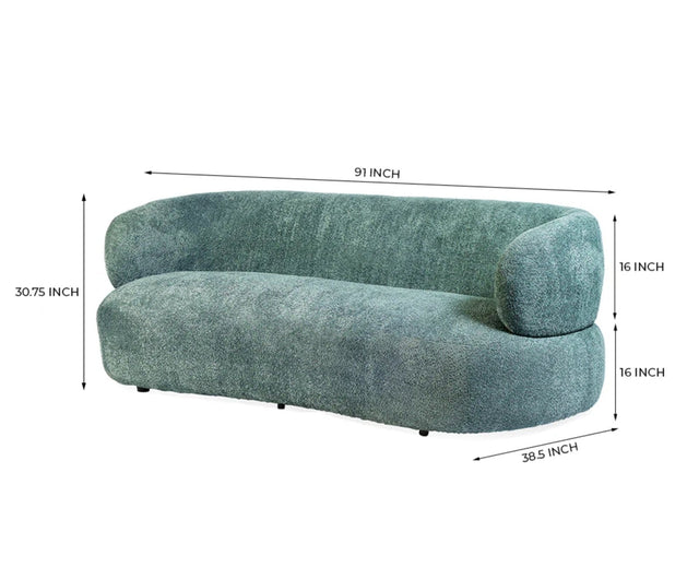 Velora Three Seater Sofa In Cotton Fabric - sofa - Furniselan - Green