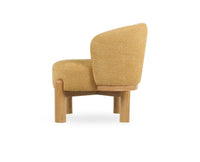 Velour Crest Chenille Wooden Armchair  Yellow