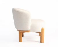 Velour Crest Chenille Wooden Armchair  White