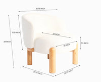Velour Crest Chenille Wooden Armchair  White