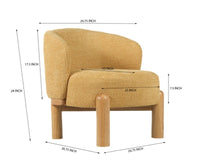 Velour Crest Chenille Wooden Armchair  Yellow