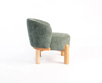 Velour Crest Chenille Wooden Armchair  Green