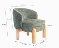 Velour Crest Chenille Wooden Armchair  Green