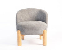 Velour Crest Chenille Wooden Armchair  Grey