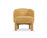 Velour Crest Chenille Wooden Armchair  Yellow