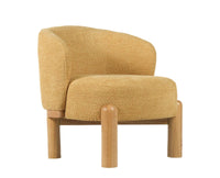 Velour Crest Chenille Wooden Armchair  Yellow