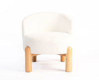 Velour Crest Chenille Wooden Armchair  White