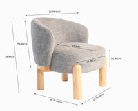 Velour Crest Chenille Wooden Armchair  Grey