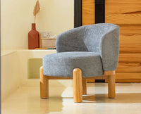Velour Crest Chenille Wooden Armchair  Grey