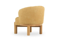 Velour Crest Chenille Wooden Armchair  Yellow
