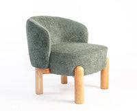 Velour Crest Chenille Wooden Armchair  Green