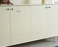 Verona Grid Wooden Large Sideboard Cabinet Four Doors Furniselan frosty white