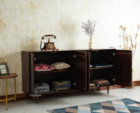 Verona Grid Wooden Large Sideboard Cabinet Four Doors Furniselan grey finish