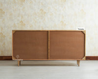 Verona Grid Wooden Large Sideboard Cabinet Four Doors Furniselan natural finish