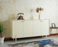 Verona Grid Wooden Large Sideboard Cabinet Four Doors Furniselan frosty white