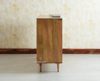 Verona Grid Wooden Large Sideboard Cabinet Four Doors Furniselan natural finish