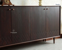 Verona Grid Wooden Large Sideboard Cabinet Four Doors Furniselan grey finish